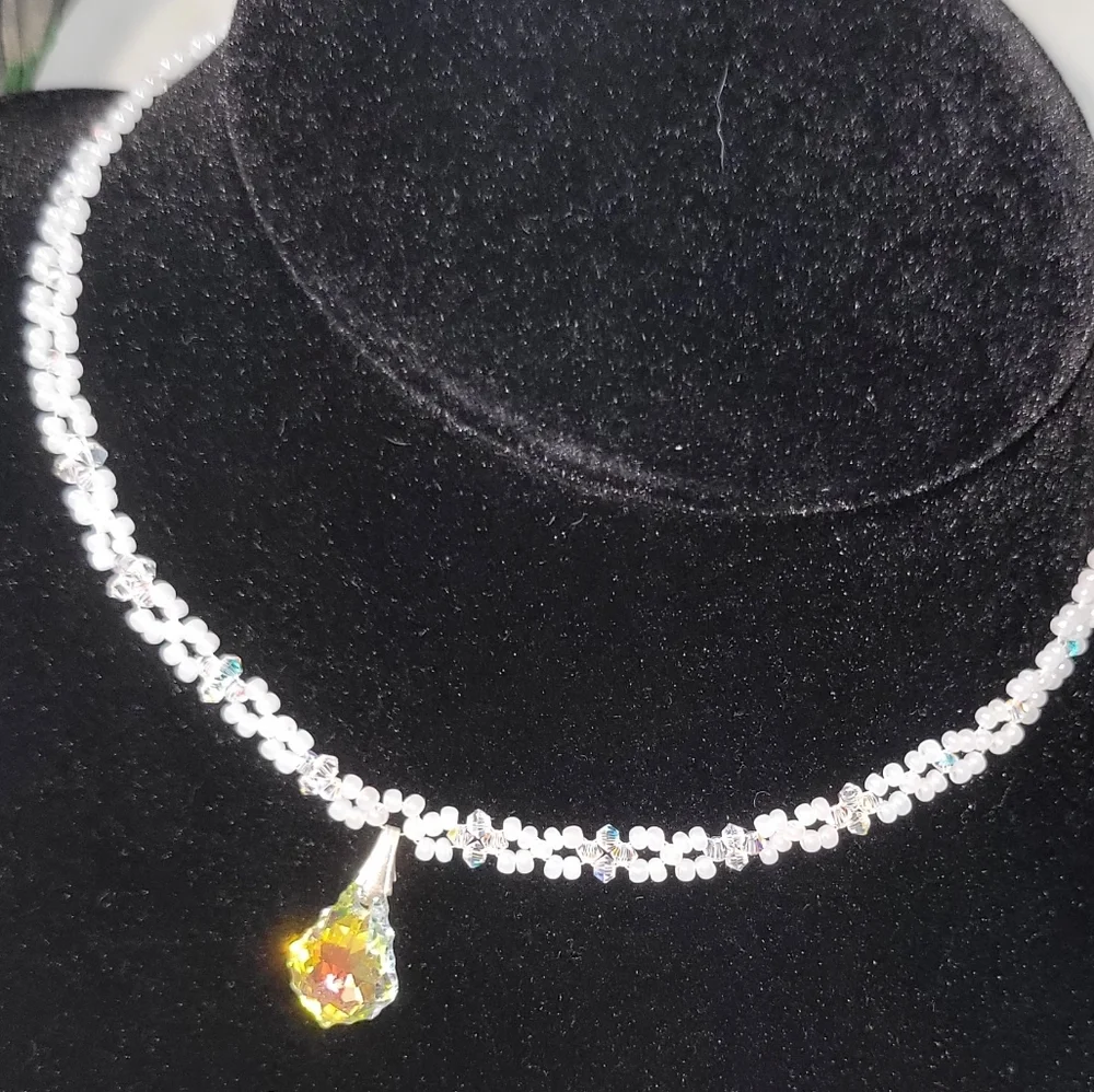 Flower girl crystal necklace